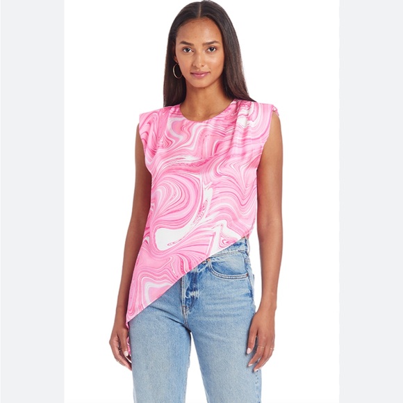 Amanda Uprichard Pink Swirl Jupiter Asymmetrical Hemline Top - Picture 10 of 10